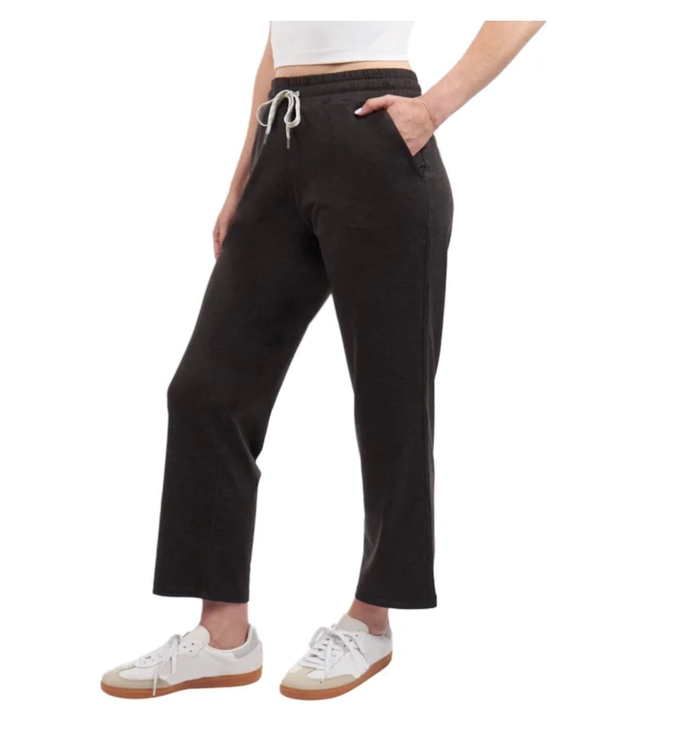 KIRKLAND Signature Women's Pull-On Lightweight Crop Pant with Pockets (US, Alpha, X-Large, Regular, Regular, Black)