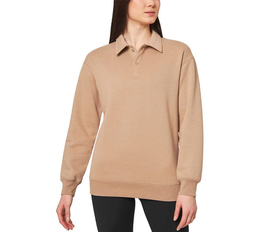 Mondetta Ladies' Collared Fleece Pullover Top (US, Alpha, X-Large, Regular, Regular, Tan)