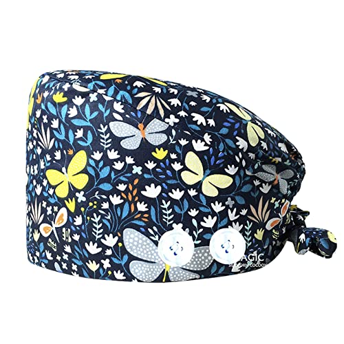 Wone Adjustable Working Caps Surgical Hat with Buttons for Women Men Nurse