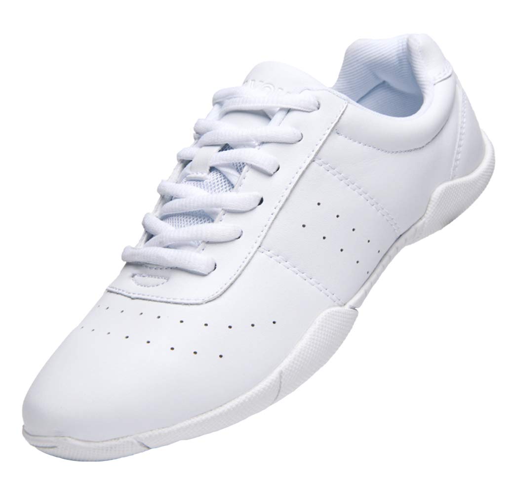 Lnafan Women’s Girls’ Lace-Up Gym Sport Aerobics Cheerleading Dance Shoes Training Sneakers White Size 7.5M