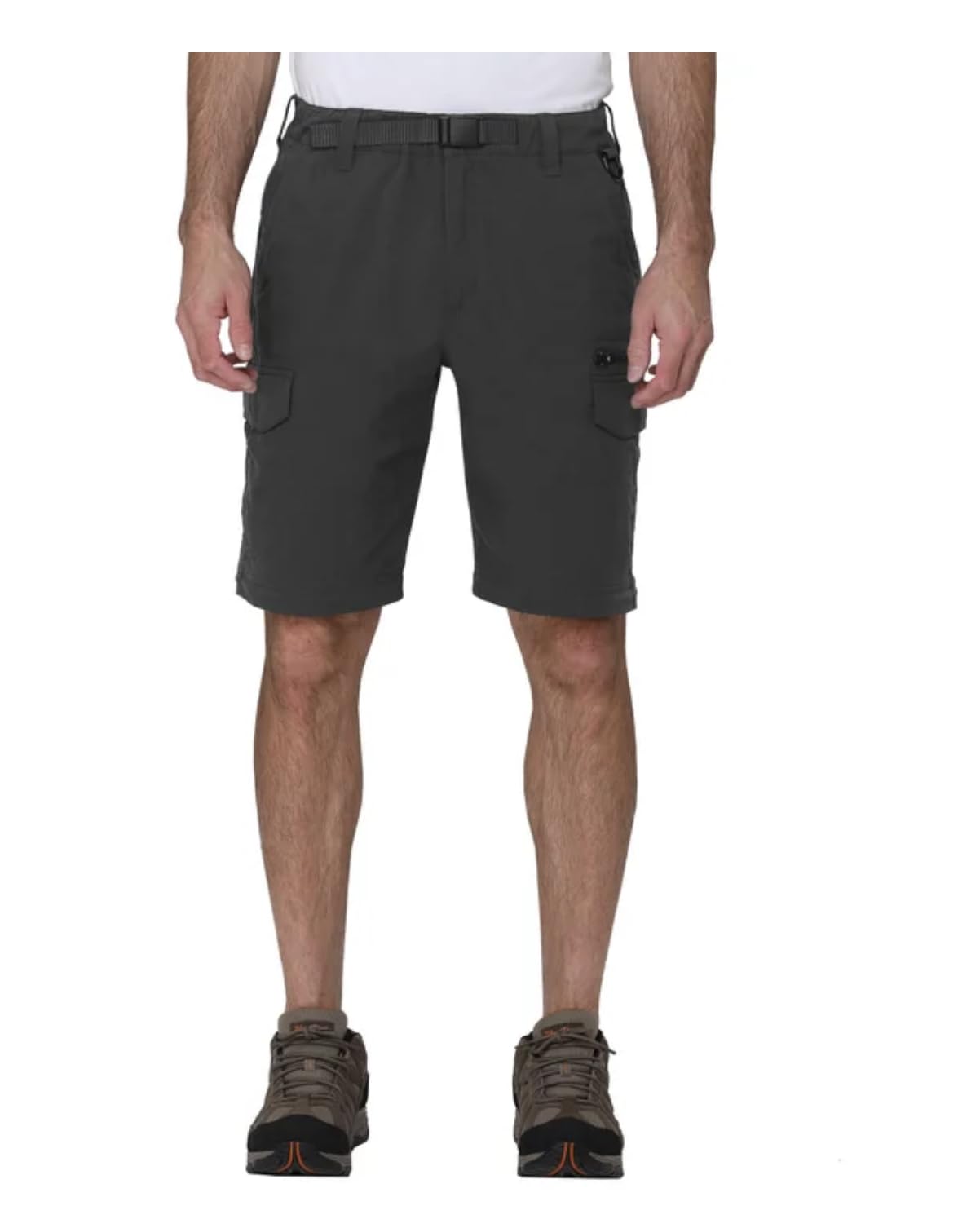 The B.C. Clothing Co. Men's Belted Stretch Convertible Cargo Pant, Pants Convert to Shorts (US, Waist Inseam, X-Large, 30, Regular, Regular, Gray)