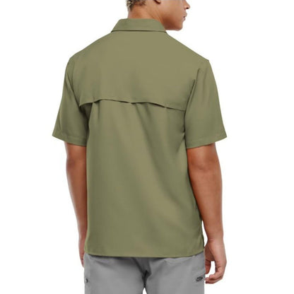 Eddie Bauer Men's Short Sleeve Woven Tech Shirt (US, Alpha, X-Large, Regular, Regular, Green)