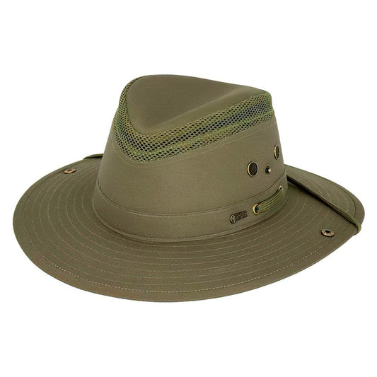 Outback Trading Men's 14728 Mariner Breathable Moisture Wicking UPF 50 Poly-Cotton Outdoor Hat with 4" Mesh Crown, Olive, Large