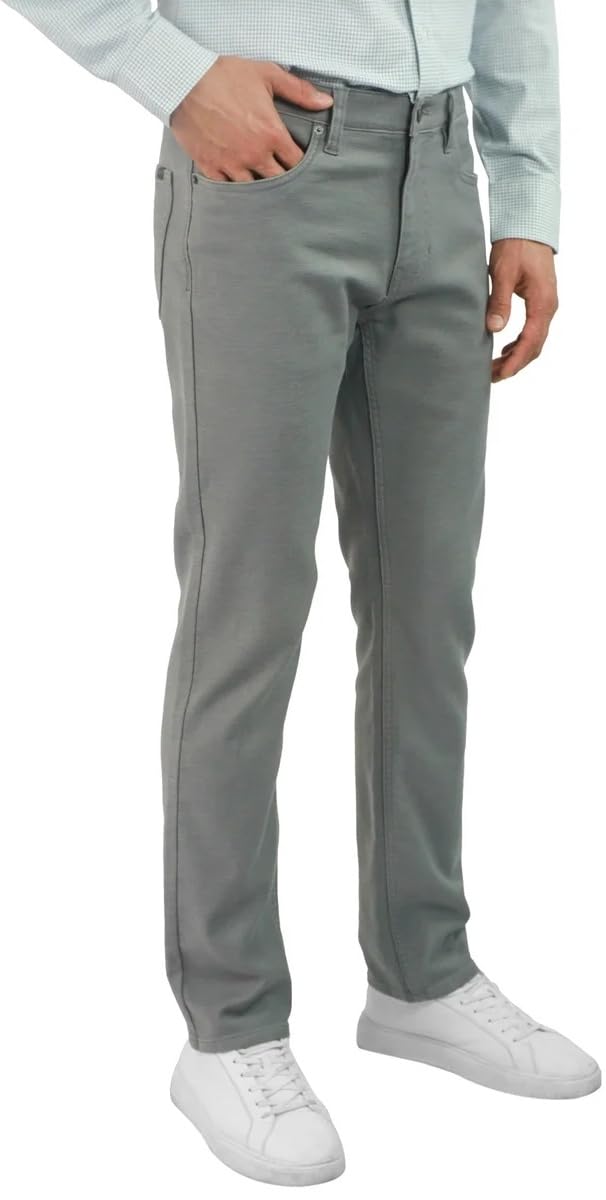 Jachs New York Men's Straight Stretch 5 Pocket Twill Pant (US, Waist Inseam, 30, 30, Regular, Regular, Gray)