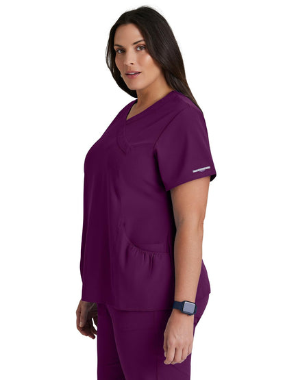 BARCO Skechers Vitality Women�s Charge V-Neck Scrub Top � Wine, 2XL