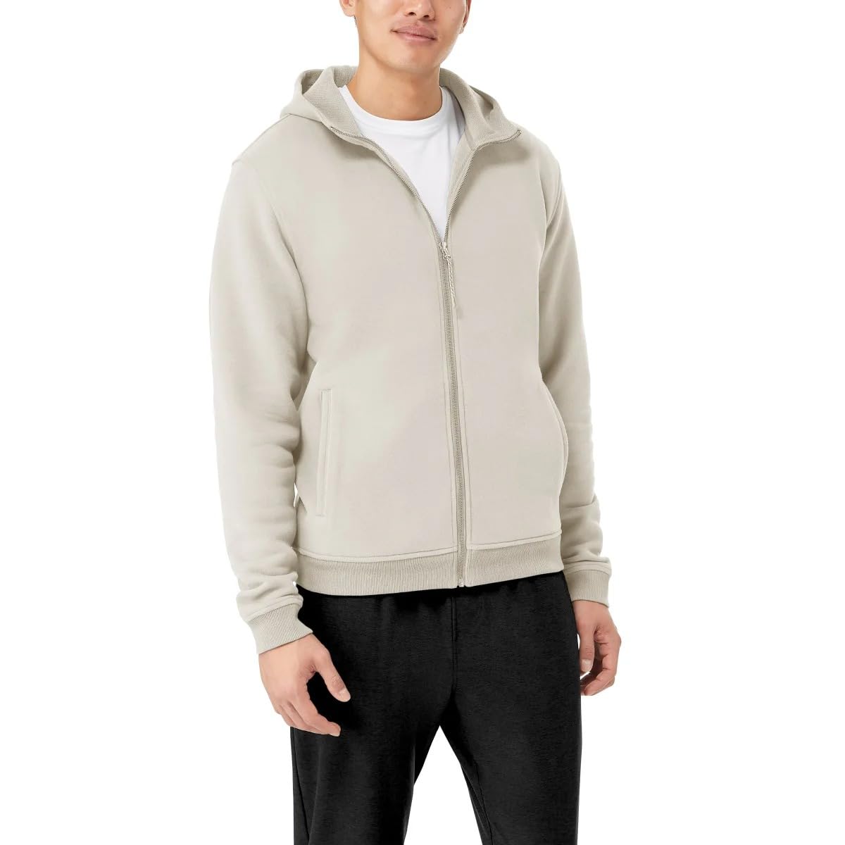 KIRKLAND Signature Men’s Heavyweight Full Zip Hoodie (White, XX-Large)