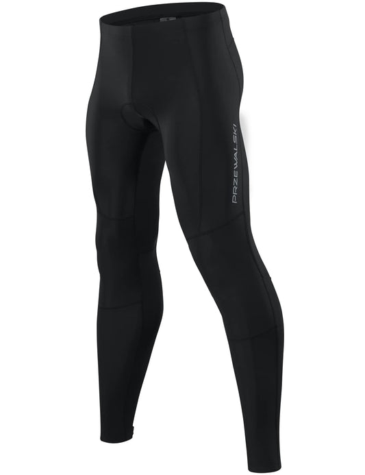 Przewalski Men's Cycling Pants 4D Padded Bike Bicycle Biking Tights Long MTB Leggings Black