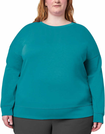 Mondetta Womens Midweight Long Sleeve Crewneck Scuba Sweatshirt (Small, Verdigris)