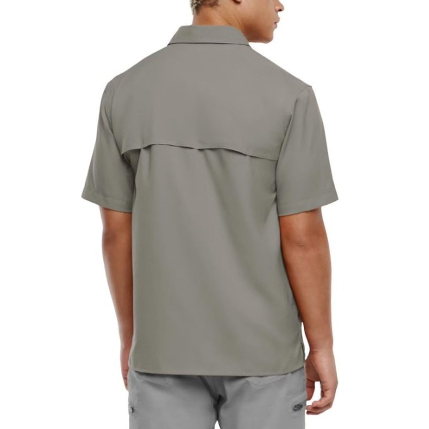 Eddie Bauer Men's Short Sleeve Woven Tech Shirt (US, Alpha, X-Large, Regular, Regular, Grey)