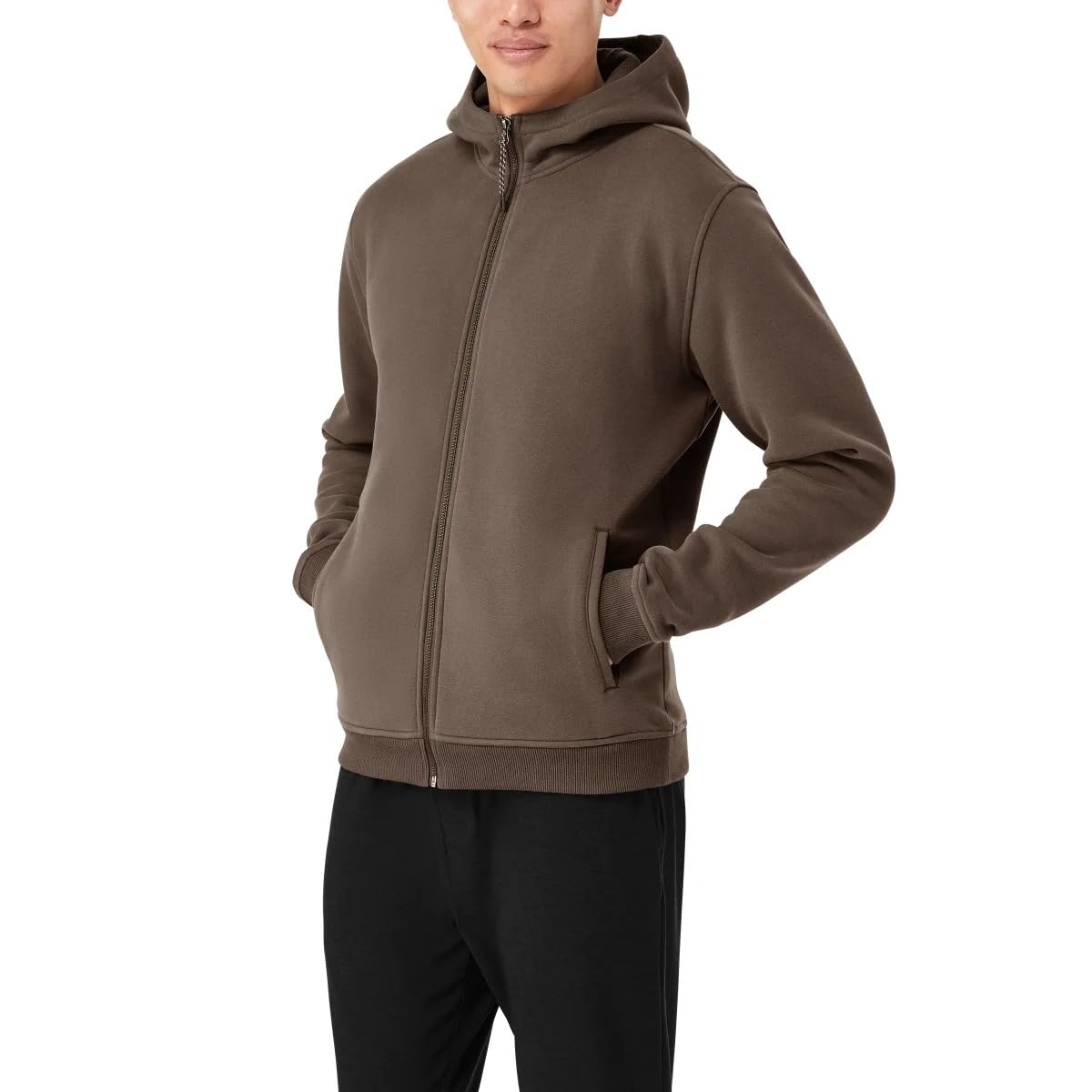 KIRKLAND Signature Men’s Heavyweight Full Zip Hoodie (Brown, XX-Large)
