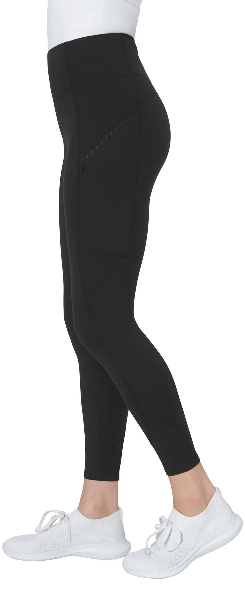 Mondetta World Outfitter Women's Moisture Wicking Cropped Legging Pant with Side Zip Pockets (US, Alpha, X-Large, Regular, Regular, Black)