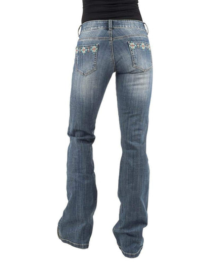 Stetson Women's 816 Southwestern Embroidered Bootcut Jeans Blue 2W x 34L