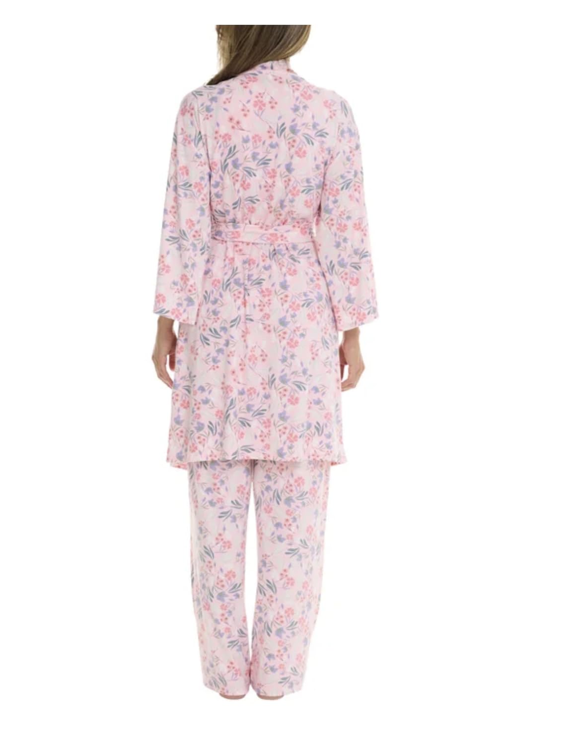 Flora Nikrooz FN Women's 3 Piece Super Soft Lounge PJ Sleep Set, Robe, Tank, and Pant (US, Alpha, XX-Large, Regular, Regular, Pink (Floral))