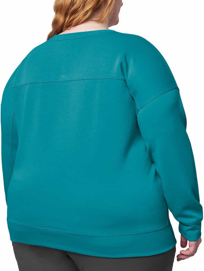 Mondetta Womens Midweight Long Sleeve Crewneck Scuba Sweatshirt (Small, Verdigris)