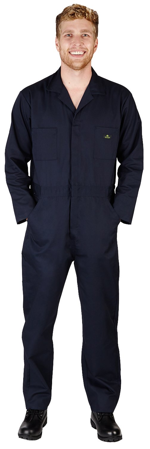 NATURAL WORKWEAR - Mens Long Sleeve Basic Blended Coverall, Navy 38100-Medium-FBA