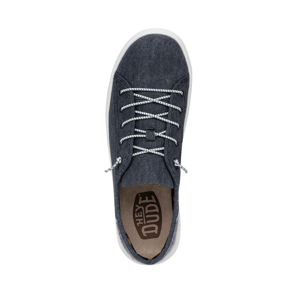 HEYDUDE Men's Cody Craft Slip On Sneaker, Navy Size 14 | Casual Textile Shoe with Elastic Laces & EVA Outsole