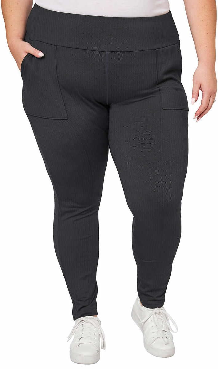 Mondetta Womens Midweight High Rise Jacquard Knit Legging (US, Alpha, XX-Large, Regular, Regular, Black/Gray)