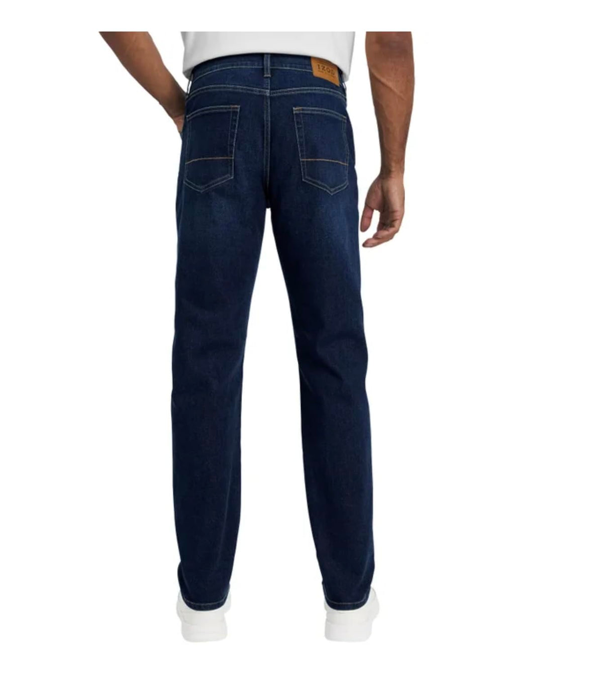 IZOD Men's Saltwater 5 Pocket Straight Fit Stretch Denim Jean (US, Waist Inseam, 32, 32, Regular, Regular, Dark Blue)