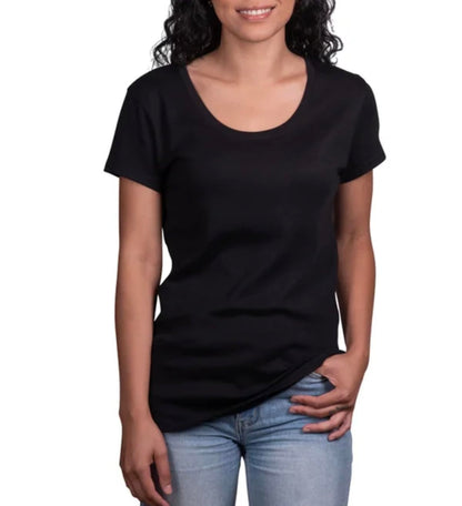 KIRKLAND Signature Women's Scoop Neck Short Sleeve Pima Cotton Tee (US, Alpha, XX-Large, Regular, Regular, Black)