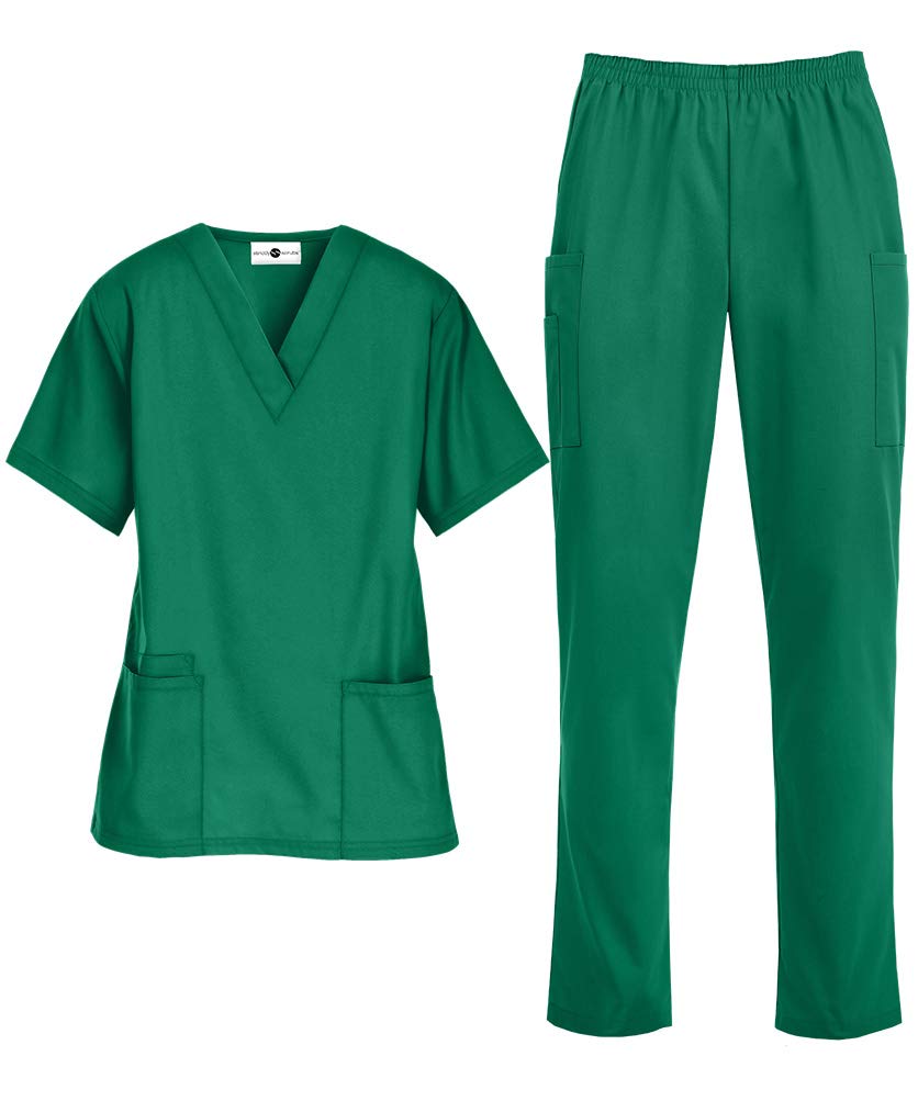 Strictly Scrubs Women's Scrub Set Size 3X-Large Hunter V-Neck Top Elastic Pant