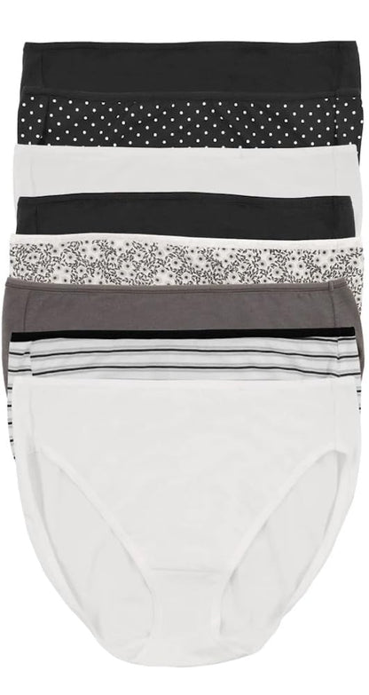 Felina Womens 8 Pack Cotton Modal Stretch Hi-Cut Brief (US, Alpha, Small, Regular, Regular, Newsprint)