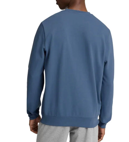 Puma Men's Long Sleeve Textured Crew Pullover Sweatshirt (US, Alpha, Large, Regular, Regular, Blue)