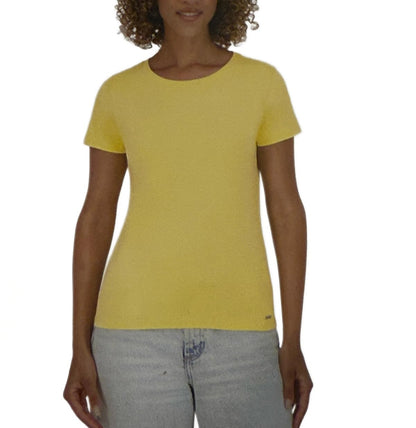 DKNY Women's Short Sleeve Crew Neck Organic Cotton Tee Shirt (US, Alpha, XX-Large, Regular, Regular, Yellow)
