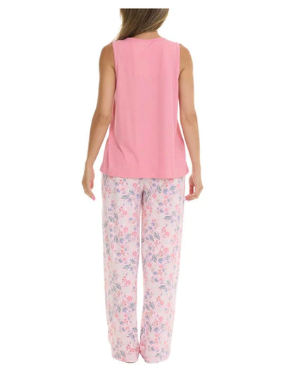 Flora Nikrooz FN Women's 3 Piece Super Soft Lounge PJ Sleep Set, Robe, Tank, and Pant (US, Alpha, XX-Large, Regular, Regular, Pink (Floral))