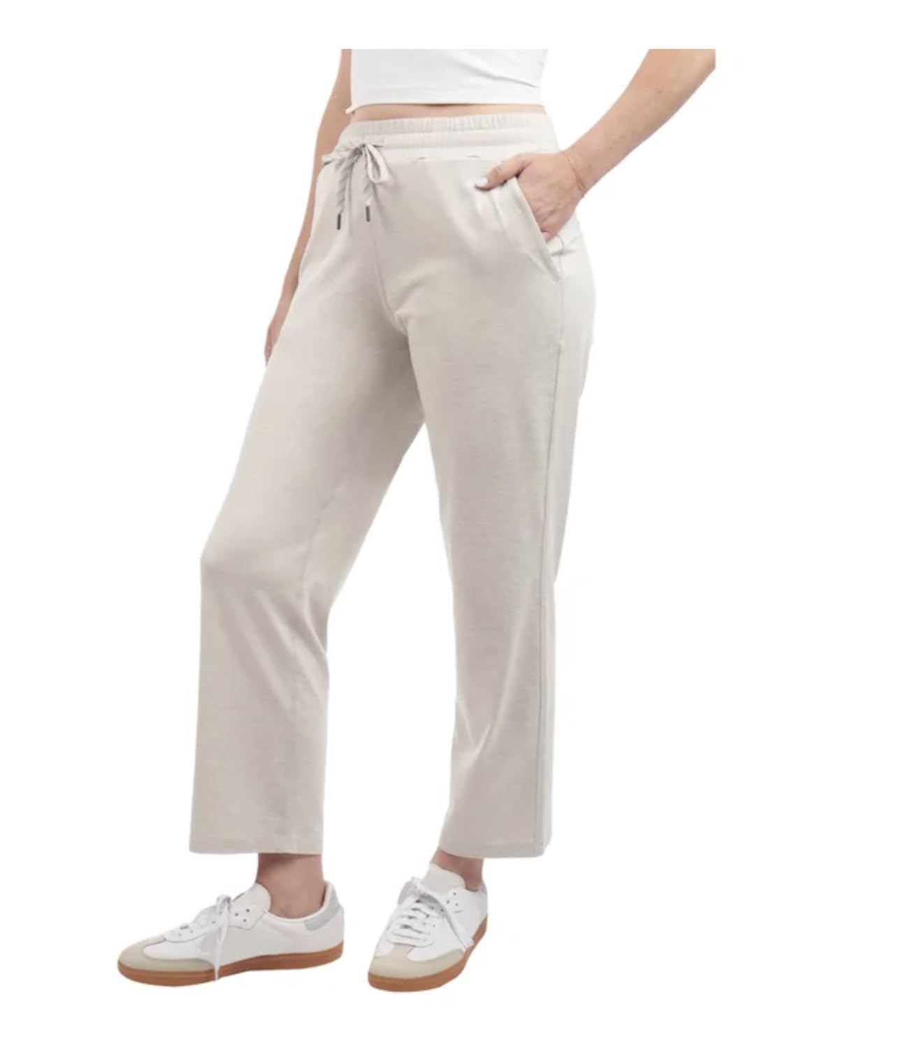 KIRKLAND Signature Women's Pull-On Lightweight Crop Pant with Pockets (US, Alpha, XX-Large, Regular, Regular, Cream)