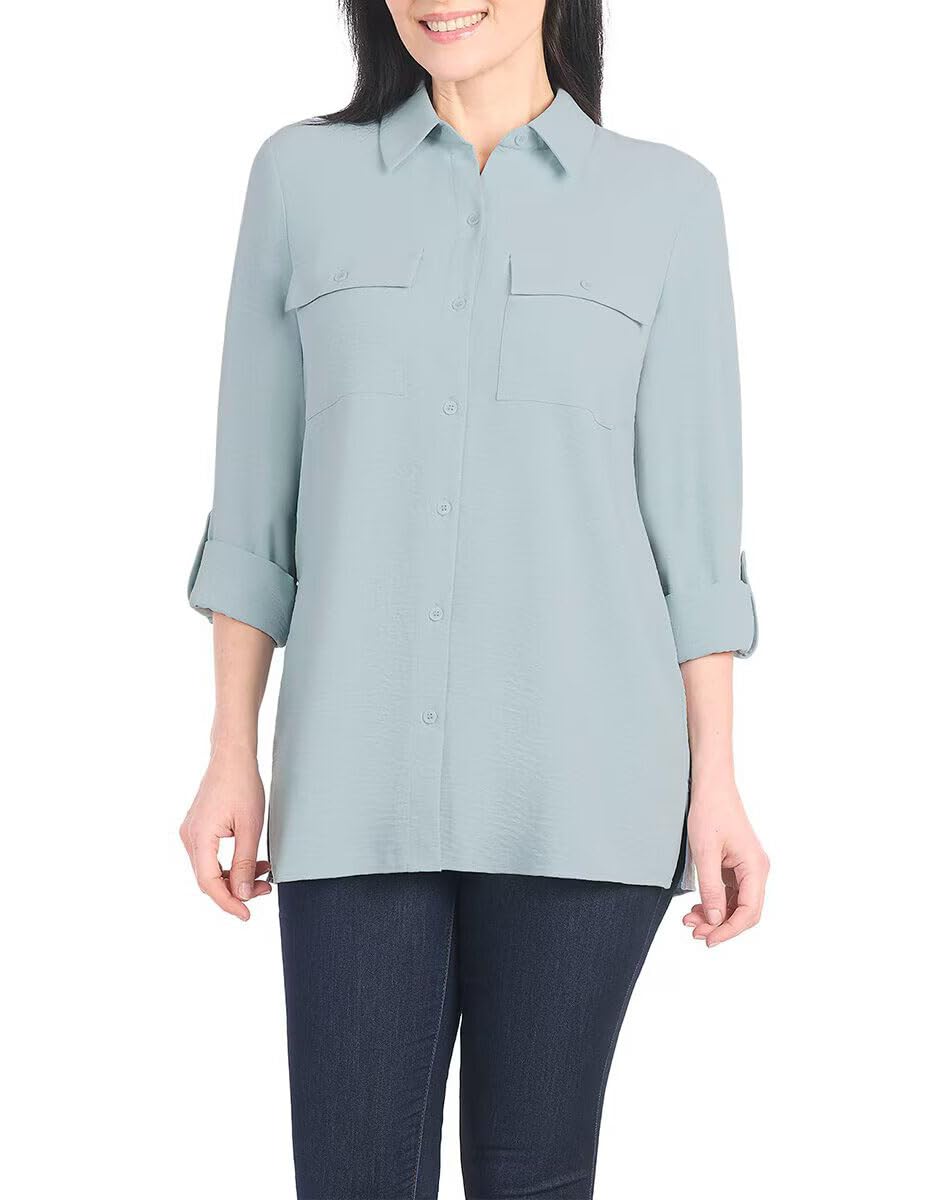Hilary Radley Women's Blouse Blue, XL