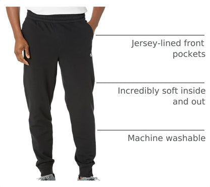 Champion Authentic Originals Men's Sueded Fleece Jogger Sweatpants , Black , Large