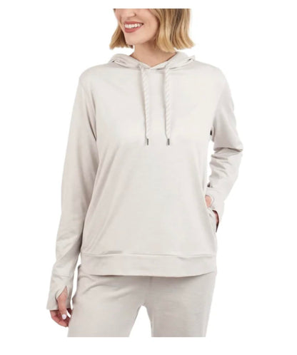 KIRKLAND Signature Women's Long Sleeve Lightweight Pullover Hoodie with Thumbholes (US, Alpha, XX-Large, Regular, Regular, Cream)