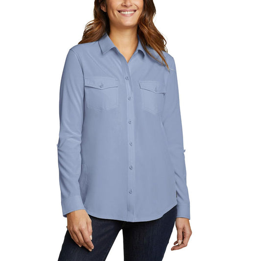 Eddie Bauer Women Departure Stretch Moisture Wicking Long Sleeve Shirt  XXL Blue