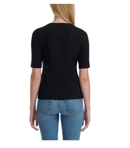 Splendid Women's Stretch Knit Ribbed Elbow Sleeve Top (US, Alpha, XX-Large, Regular, Regular, Black)