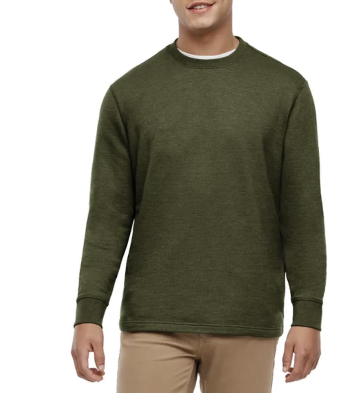Orvis Men's Long Sleeve Textured Crew Pullover (US, Alpha, Small, Regular, Regular, Green)
