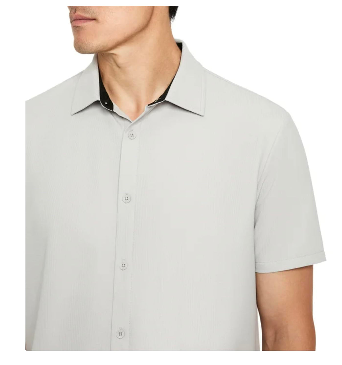 Kenneth Cole New York Men's Moisture Wicking Short Sleeve Textured Woven Button Up Shirt (US, Alpha, XX-Large, Regular, Regular, Gray)