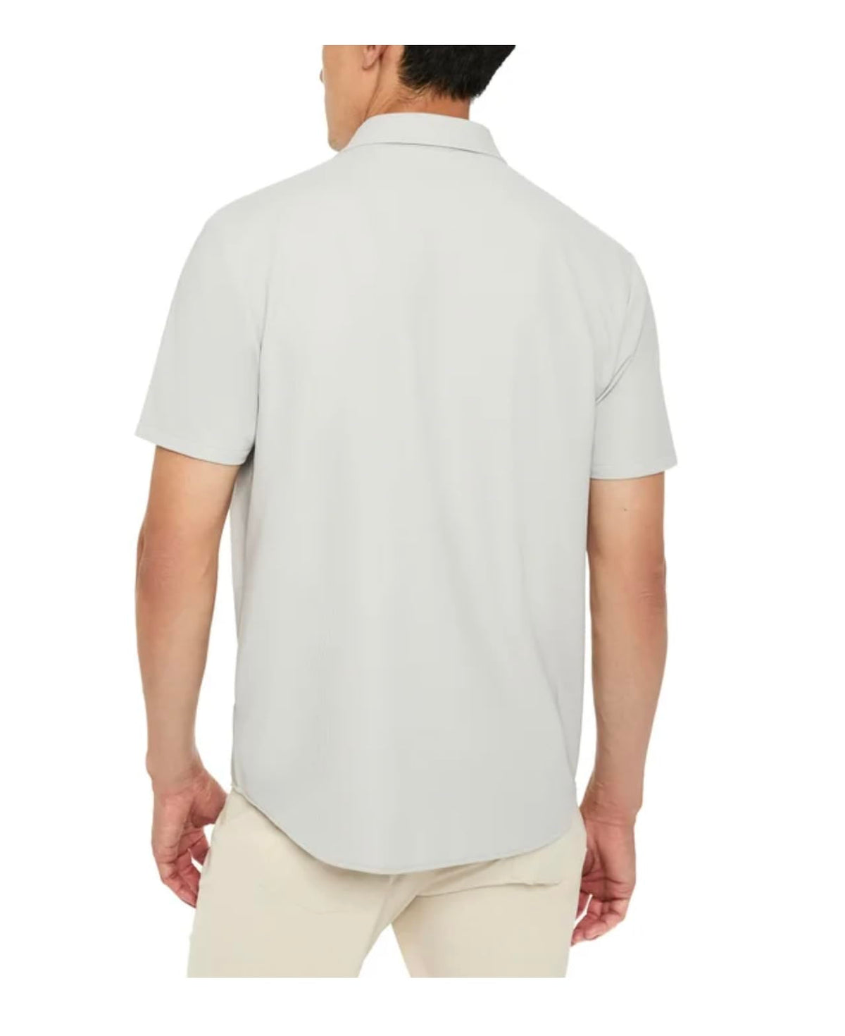 Kenneth Cole New York Men's Moisture Wicking Short Sleeve Textured Woven Button Up Shirt (US, Alpha, XX-Large, Regular, Regular, Gray)