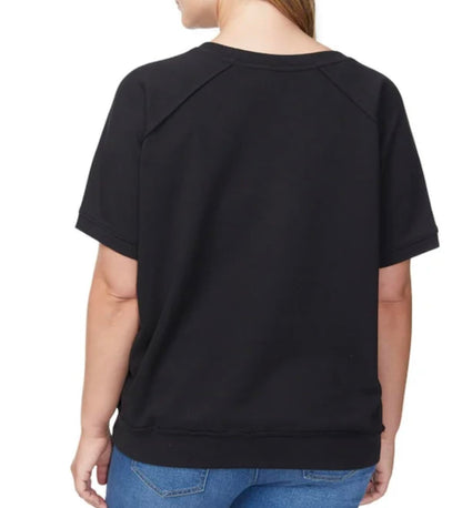 Buffalo David Bitton Women's Effortless Essential Relaxed Fit Short Sleeve Super Soft French Terry Top (US, Alpha, XX-Large, Regular, Regular, Black)