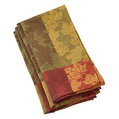 Fennco Styles Feuillage Collection Country Foliage Jacquard 100% Cotton Cloth Napkins 20" W x 20" L, Set of 4 � Multicolor Dinner Napkins for Thanksgiving, Banquets, Holiday Dinner and Home D�cor