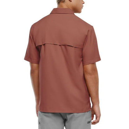 Eddie Bauer Men's Short Sleeve Woven Tech Shirt (US, Alpha, Medium, Regular, Regular, Red)