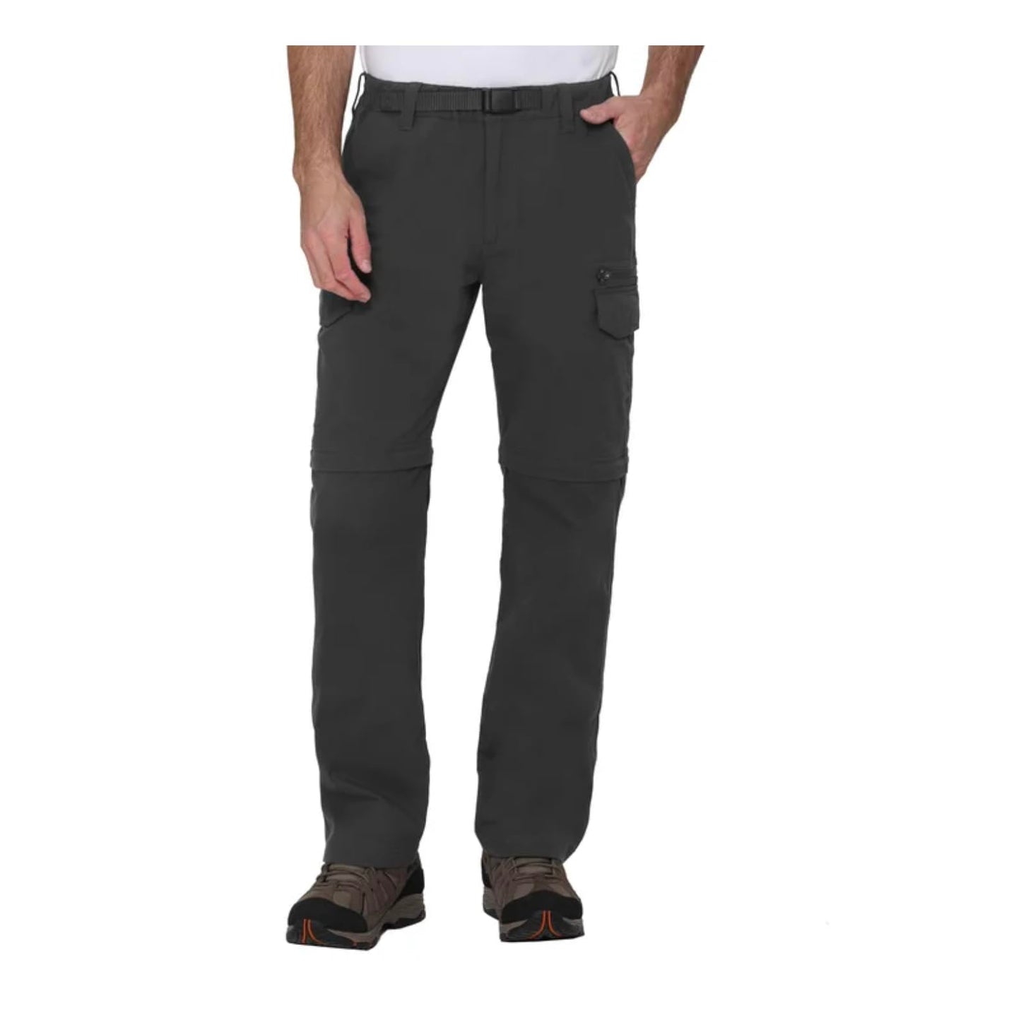 The B.C. Clothing Co. Men's Belted Stretch Convertible Cargo Pant, Pants Convert to Shorts (US, Waist Inseam, X-Large, 32, Regular, Regular, Gray)