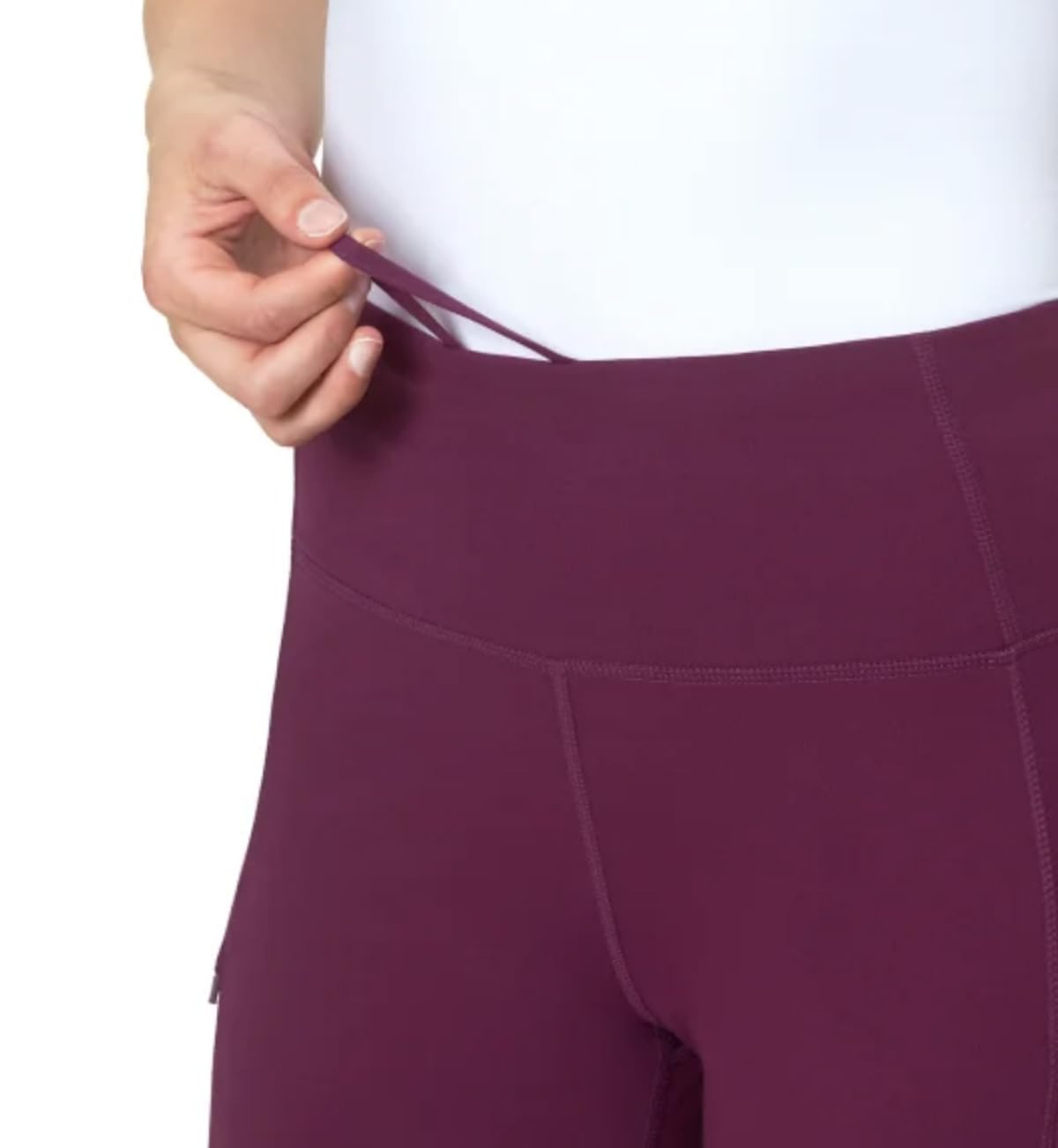 Mondetta World Outfitter Women's Moisture Wicking Cropped Legging Pant with Side Zip Pockets (US, Alpha, XX-Large, Regular, Regular, Purple)