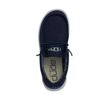 HEYDUDE Boy's Wally Youth Multiple Colors | Boys Shoes | Boy's Lace Up Loafers | Comfortable & Light-Weight Navy