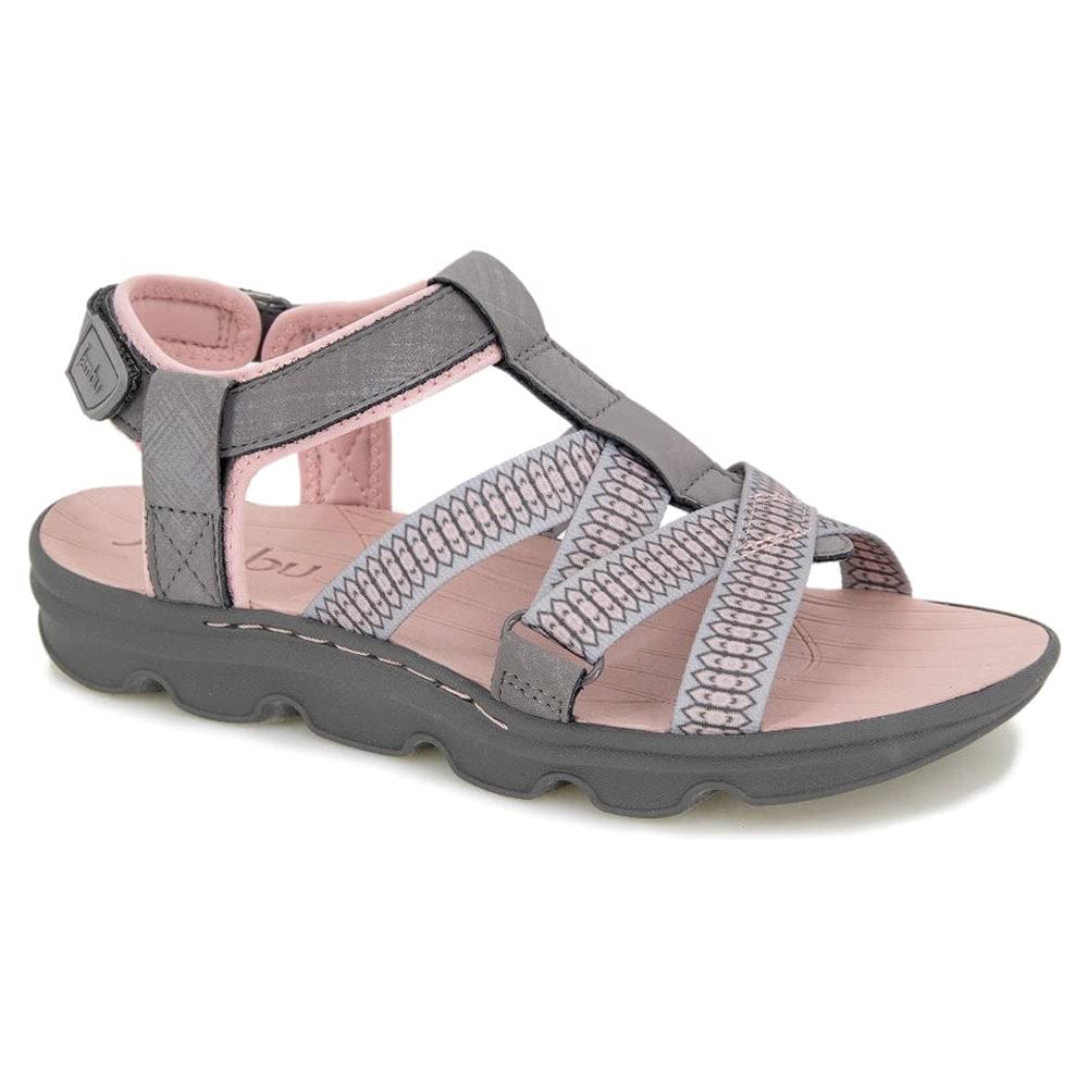 Jambu Women's Bay Encore Water Ready Flat Sandal, Charcoal/Rose, 10