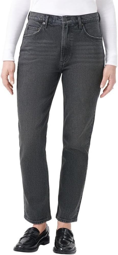 KIRKLAND Signature Women's High-Rise Straight Leg Jean (Black, 4x28)