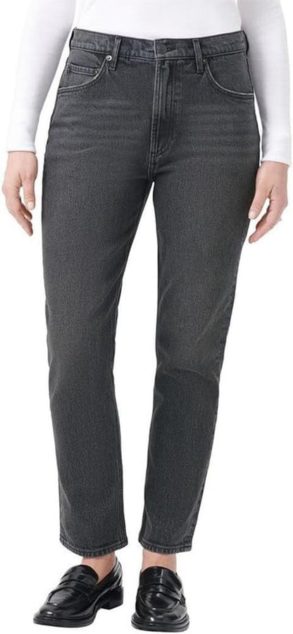 KIRKLAND Signature Women's High-Rise Straight Leg Jean (Black, 4x28)