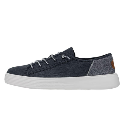 HEYDUDE Men's Cody Craft Slip On Sneaker, Navy Size 14 | Casual Textile Shoe with Elastic Laces & EVA Outsole