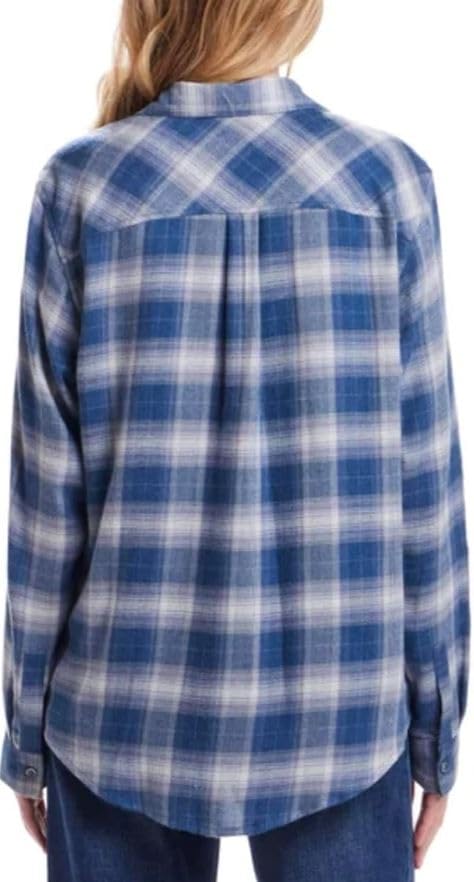 Weatherproof Vintage Women's Long Sleeve Button Down Flannel Shirt (US, Alpha, XX-Large, Regular, Regular, Blue)