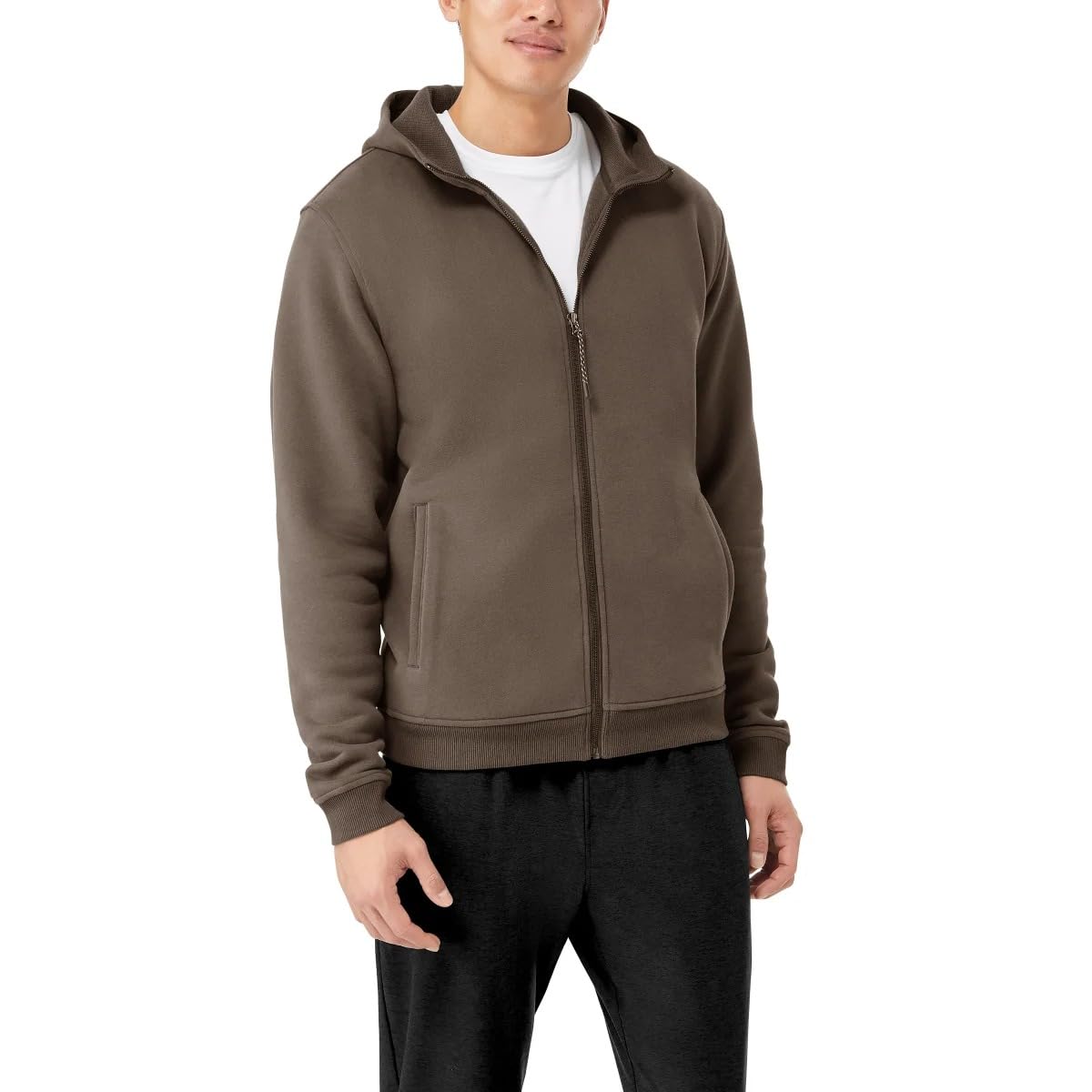 KIRKLAND Signature Men’s Heavyweight Full Zip Hoodie (Brown, XX-Large)