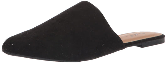 Qupid Women's Mule Slip On Fashion Sandals,Black Suede,8.5